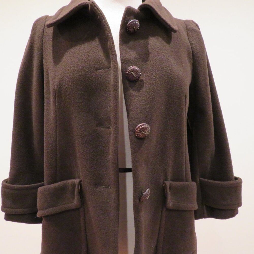 Women Medium Brown Wool Blend Coat Zara Basic Sho… - image 3